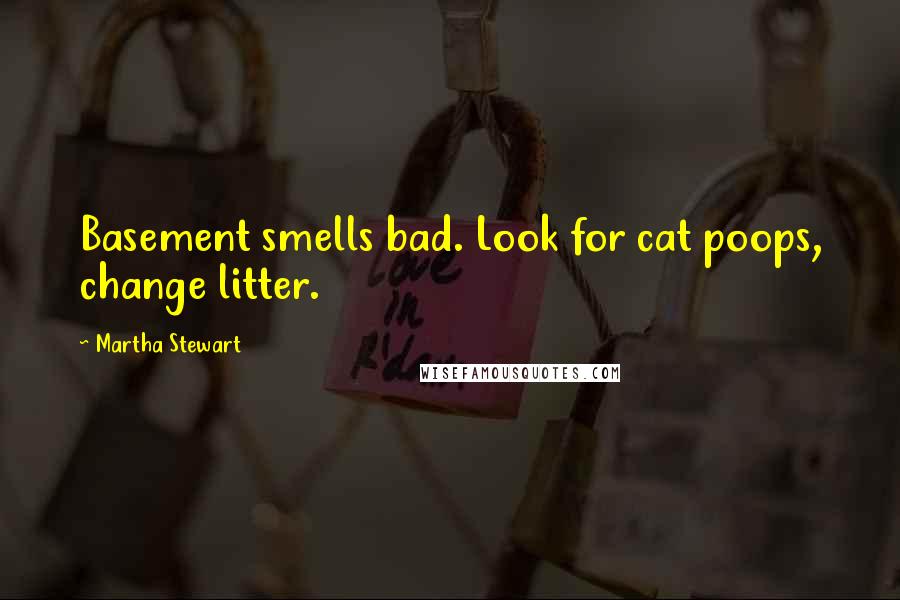 Martha Stewart Quotes: Basement smells bad. Look for cat poops, change litter.