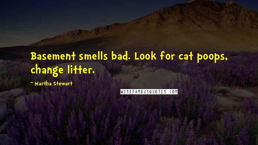 Martha Stewart Quotes: Basement smells bad. Look for cat poops, change litter.