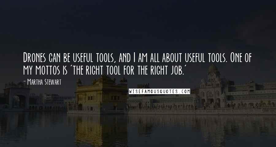 Martha Stewart Quotes: Drones can be useful tools, and I am all about useful tools. One of my mottos is 'the right tool for the right job.'