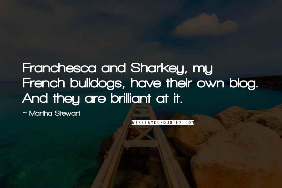 Martha Stewart Quotes: Franchesca and Sharkey, my French bulldogs, have their own blog. And they are brilliant at it.