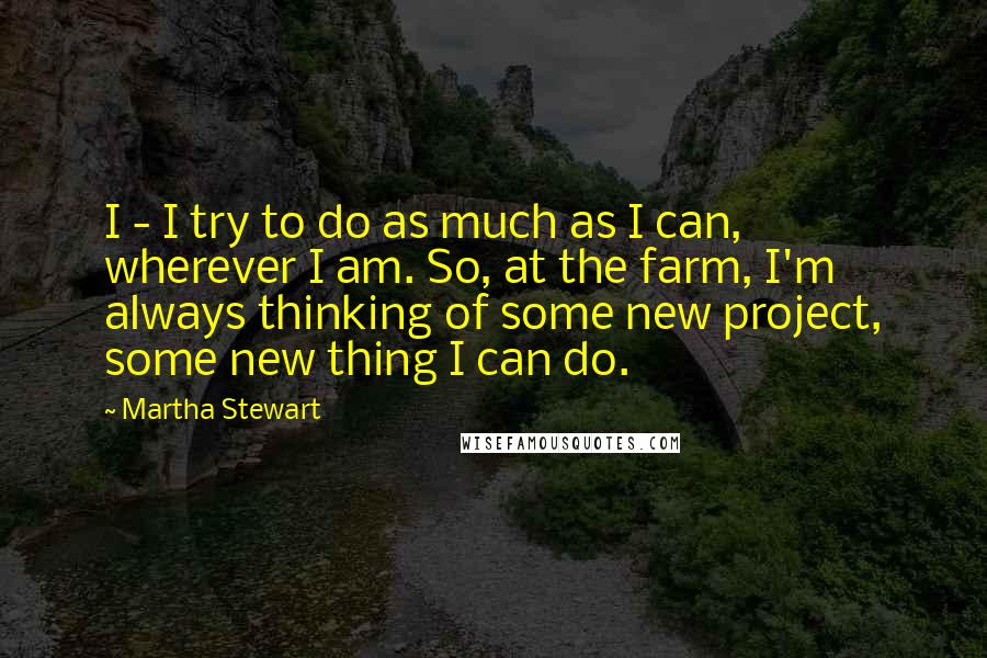 Martha Stewart Quotes: I - I try to do as much as I can, wherever I am. So, at the farm, I'm always thinking of some new project, some new thing I can do.