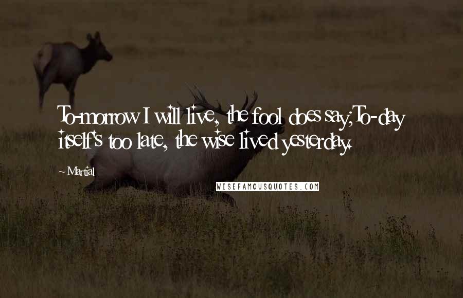 Martial Quotes: To-morrow I will live, the fool does say;To-day itself's too late, the wise lived yesterday.