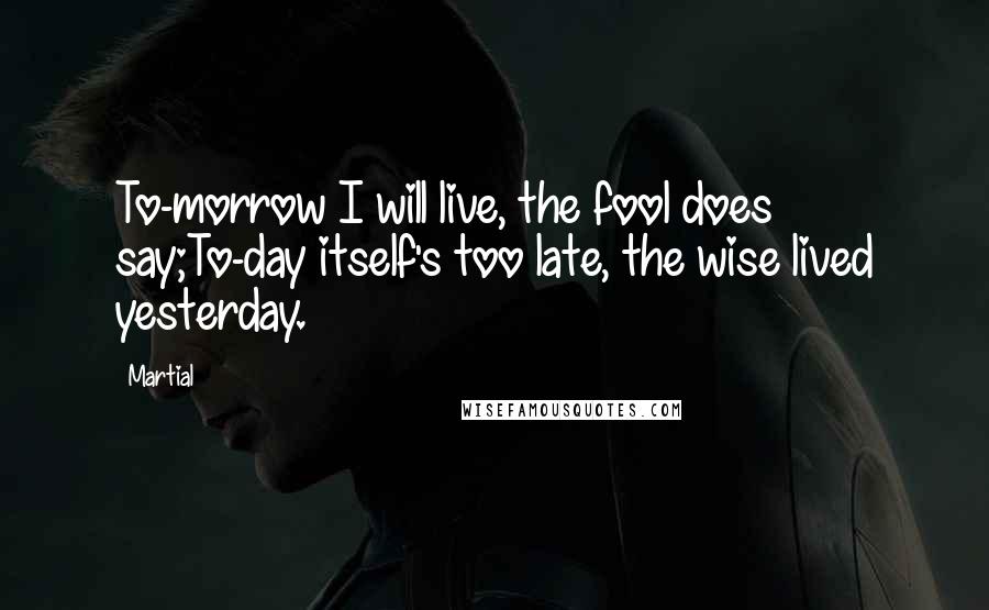 Martial Quotes: To-morrow I will live, the fool does say;To-day itself's too late, the wise lived yesterday.