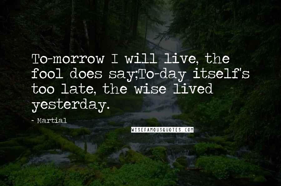 Martial Quotes: To-morrow I will live, the fool does say;To-day itself's too late, the wise lived yesterday.
