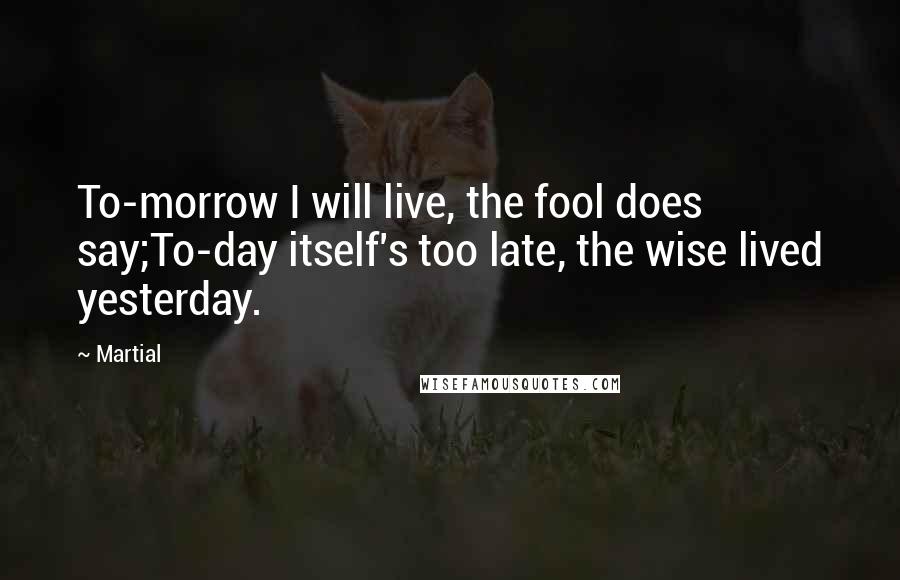 Martial Quotes: To-morrow I will live, the fool does say;To-day itself's too late, the wise lived yesterday.