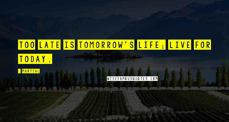 Martial Quotes: Too late is tomorrow's life; live for today.