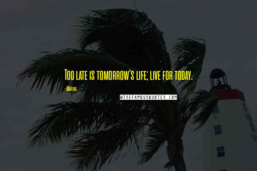 Martial Quotes: Too late is tomorrow's life; live for today.