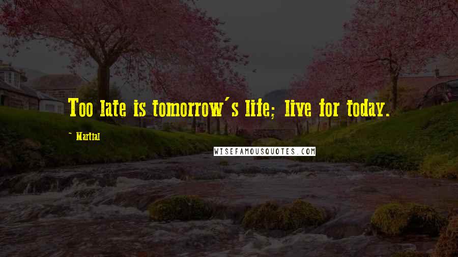 Martial Quotes: Too late is tomorrow's life; live for today.