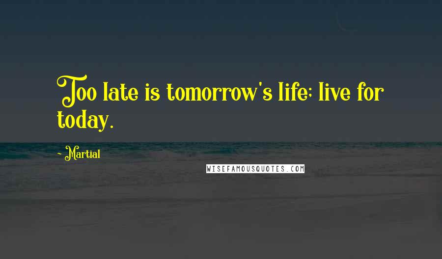 Martial Quotes: Too late is tomorrow's life; live for today.