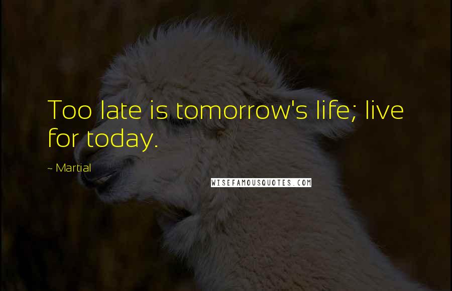 Martial Quotes: Too late is tomorrow's life; live for today.