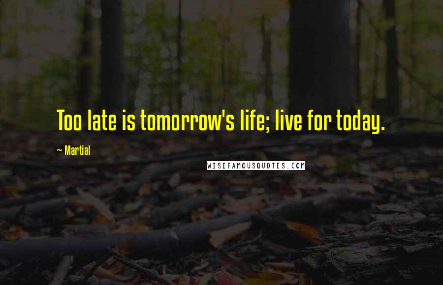 Martial Quotes: Too late is tomorrow's life; live for today.