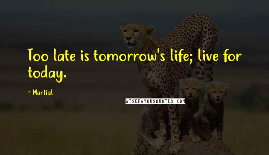 Martial Quotes: Too late is tomorrow's life; live for today.