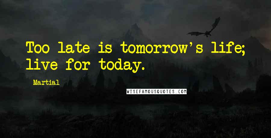 Martial Quotes: Too late is tomorrow's life; live for today.