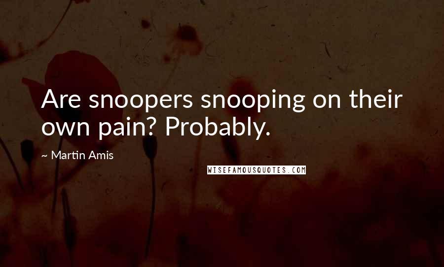 Martin Amis Quotes: Are snoopers snooping on their own pain? Probably.