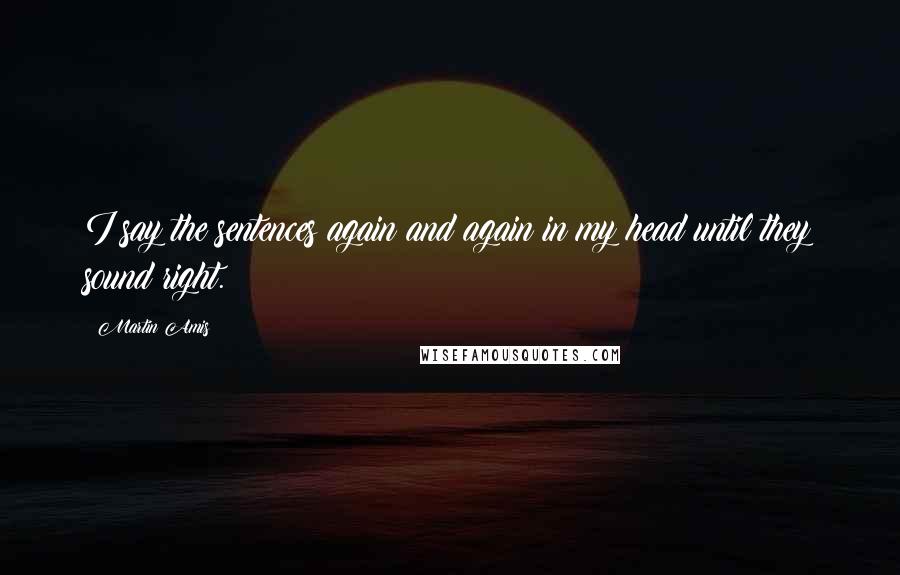 Martin Amis Quotes: I say the sentences again and again in my head until they sound right.