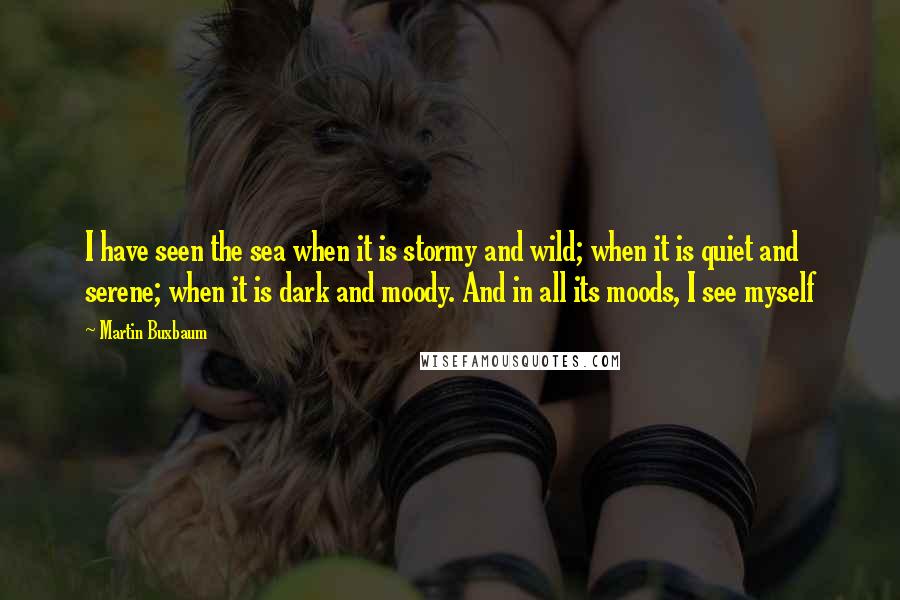 Martin Buxbaum Quotes: I have seen the sea when it is stormy and wild; when it is quiet and serene; when it is dark and moody. And in all its moods, I see myself