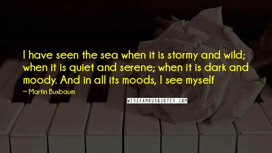 Martin Buxbaum Quotes: I have seen the sea when it is stormy and wild; when it is quiet and serene; when it is dark and moody. And in all its moods, I see myself