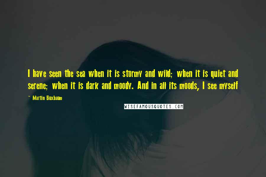 Martin Buxbaum Quotes: I have seen the sea when it is stormy and wild; when it is quiet and serene; when it is dark and moody. And in all its moods, I see myself