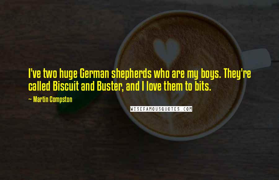 Martin Compston Quotes: I've two huge German shepherds who are my boys. They're called Biscuit and Buster, and I love them to bits.