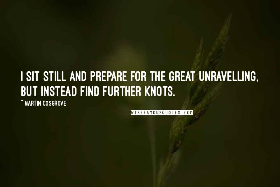 Martin Cosgrove Quotes: I sit still and prepare for the Great Unravelling, but instead find further knots.