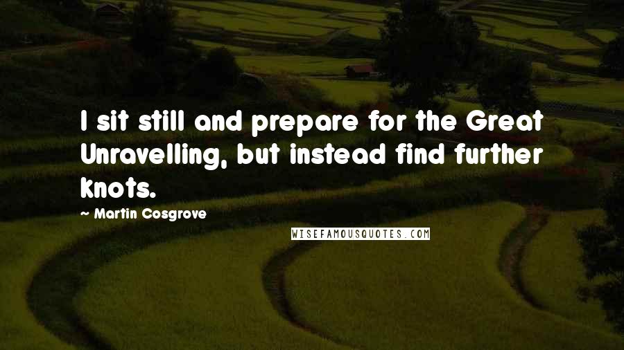 Martin Cosgrove Quotes: I sit still and prepare for the Great Unravelling, but instead find further knots.