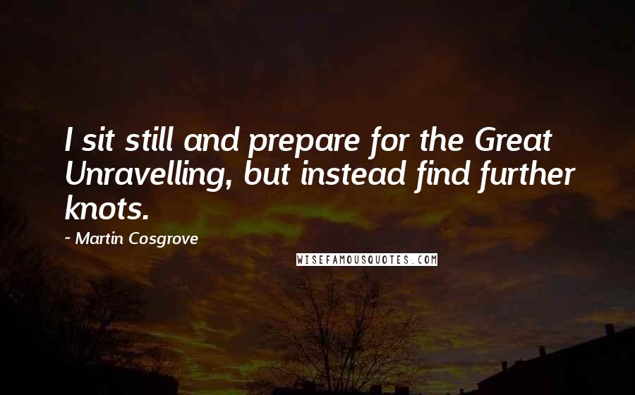 Martin Cosgrove Quotes: I sit still and prepare for the Great Unravelling, but instead find further knots.