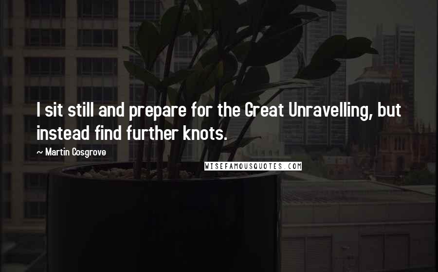Martin Cosgrove Quotes: I sit still and prepare for the Great Unravelling, but instead find further knots.