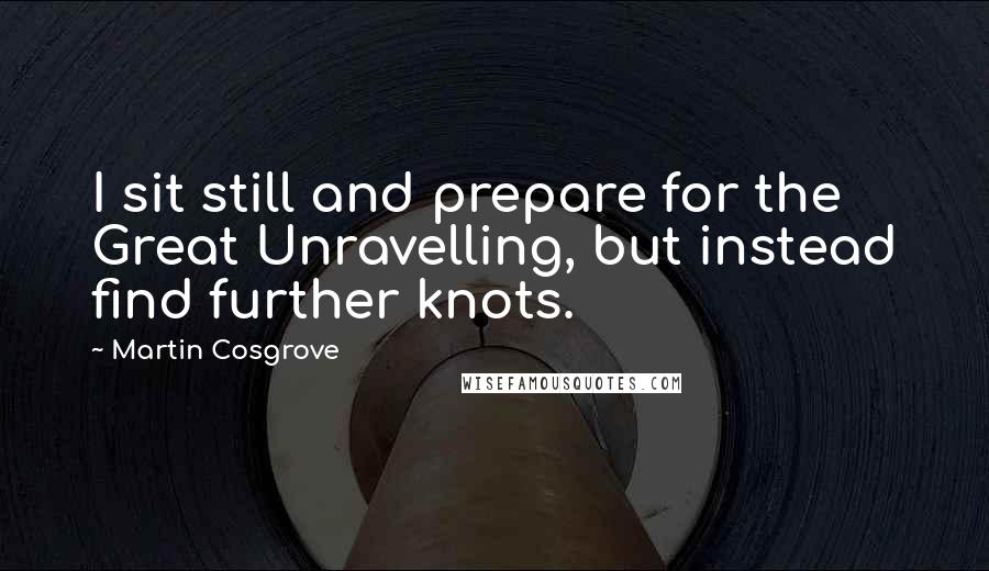 Martin Cosgrove Quotes: I sit still and prepare for the Great Unravelling, but instead find further knots.