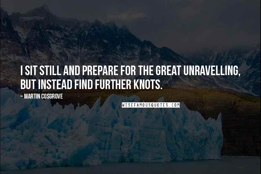 Martin Cosgrove Quotes: I sit still and prepare for the Great Unravelling, but instead find further knots.