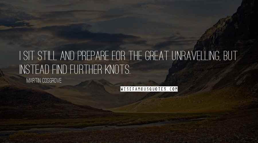 Martin Cosgrove Quotes: I sit still and prepare for the Great Unravelling, but instead find further knots.