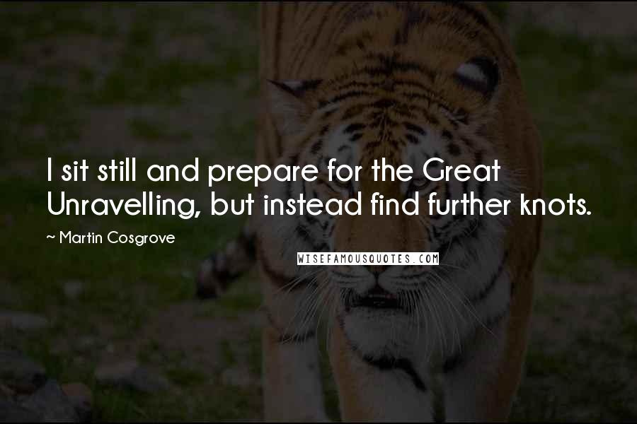 Martin Cosgrove Quotes: I sit still and prepare for the Great Unravelling, but instead find further knots.