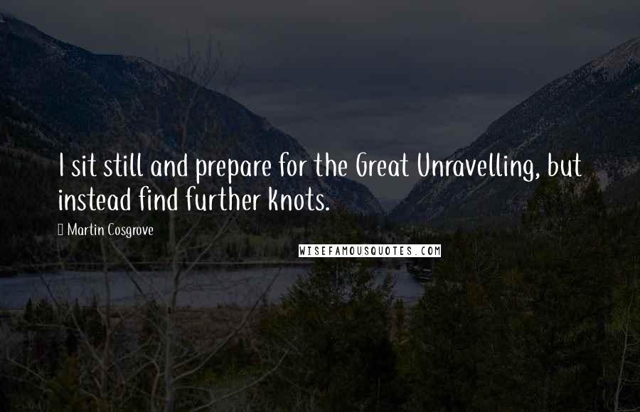 Martin Cosgrove Quotes: I sit still and prepare for the Great Unravelling, but instead find further knots.