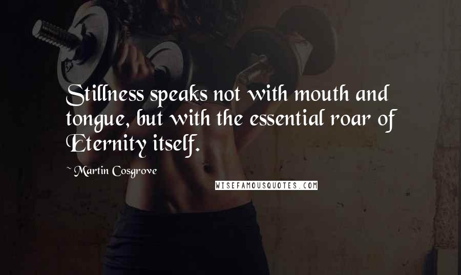 Martin Cosgrove Quotes: Stillness speaks not with mouth and tongue, but with the essential roar of Eternity itself.