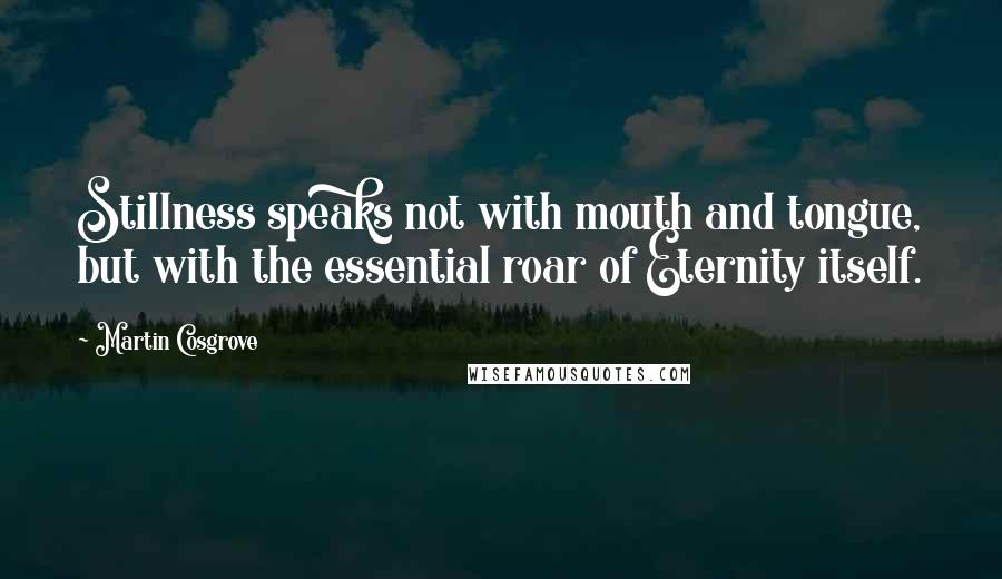 Martin Cosgrove Quotes: Stillness speaks not with mouth and tongue, but with the essential roar of Eternity itself.