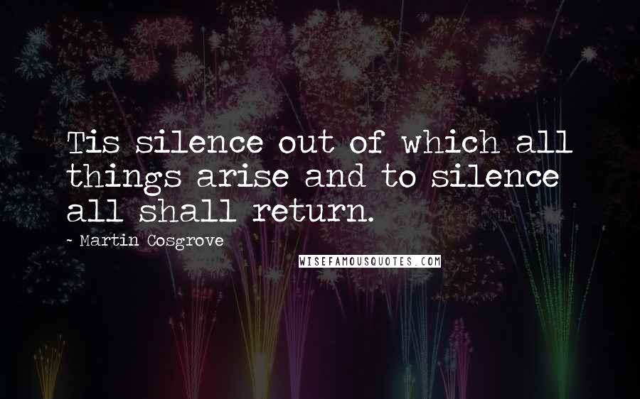 Martin Cosgrove Quotes: Tis silence out of which all things arise and to silence all shall return.