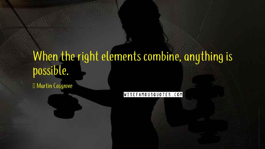 Martin Cosgrove Quotes: When the right elements combine, anything is possible.