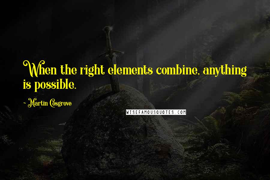 Martin Cosgrove Quotes: When the right elements combine, anything is possible.