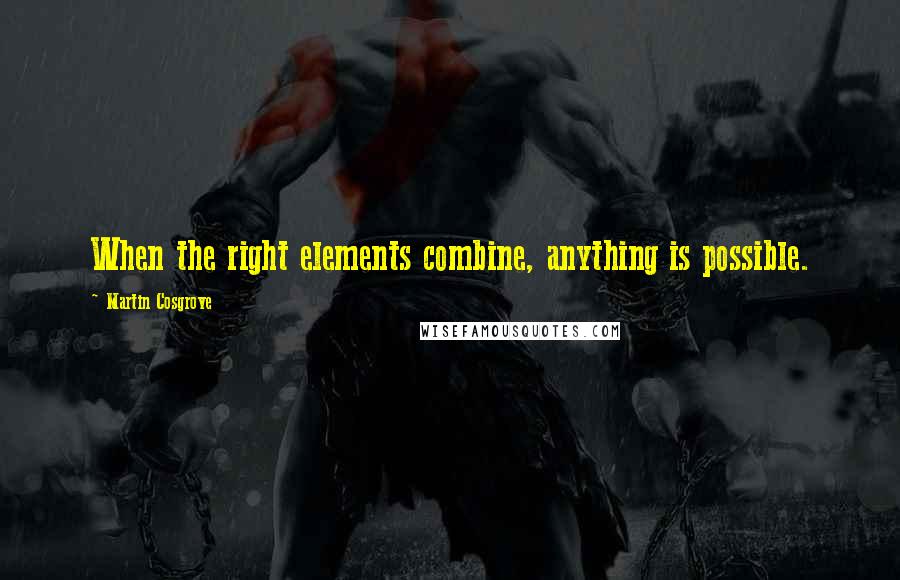 Martin Cosgrove Quotes: When the right elements combine, anything is possible.