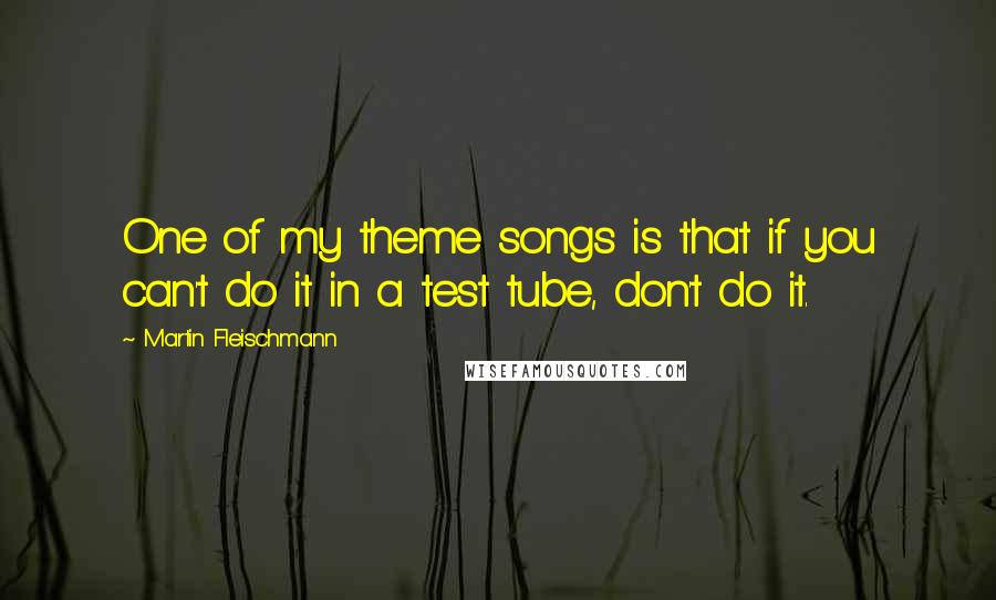 Martin Fleischmann Quotes: One of my theme songs is that if you can't do it in a test tube, don't do it.