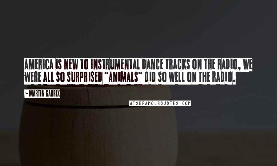 Martin Garrix Quotes: America is new to instrumental dance tracks on the radio, we were all so surprised "Animals" did so well on the radio.