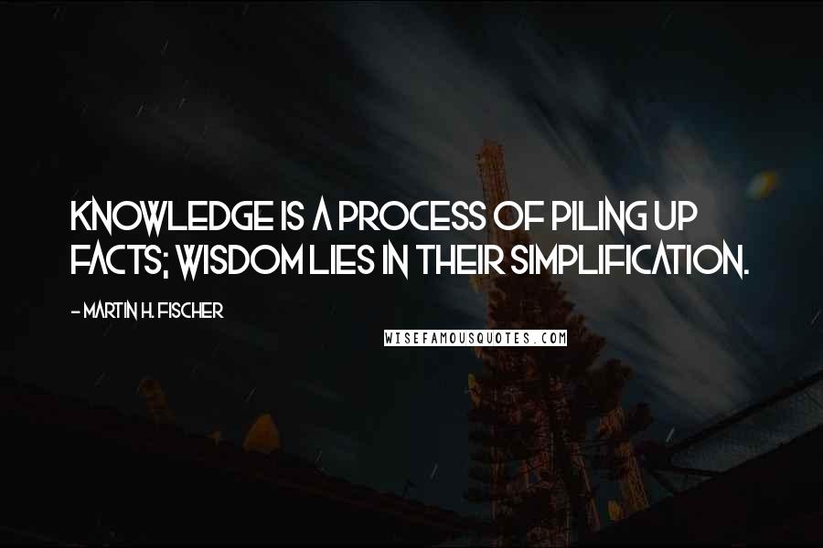 Martin H. Fischer Quotes: Knowledge is a process of piling up facts; wisdom lies in their simplification.