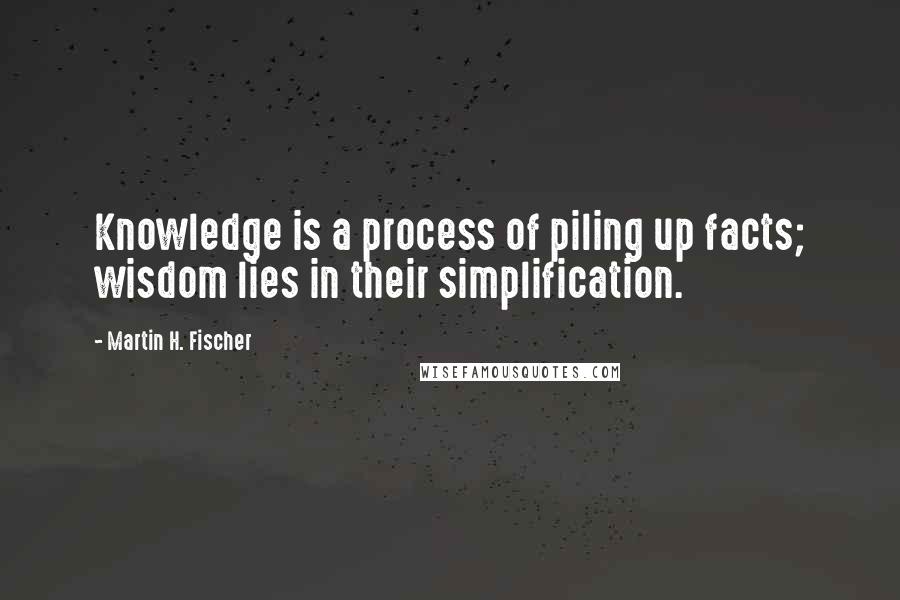 Martin H. Fischer Quotes: Knowledge is a process of piling up facts; wisdom lies in their simplification.