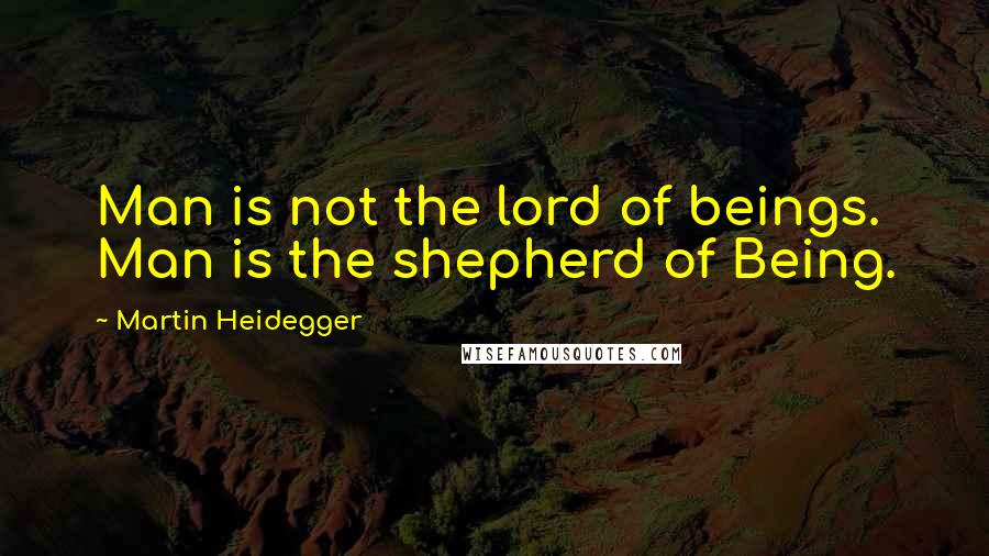 Martin Heidegger Quotes: Man is not the lord of beings. Man is the shepherd of Being.