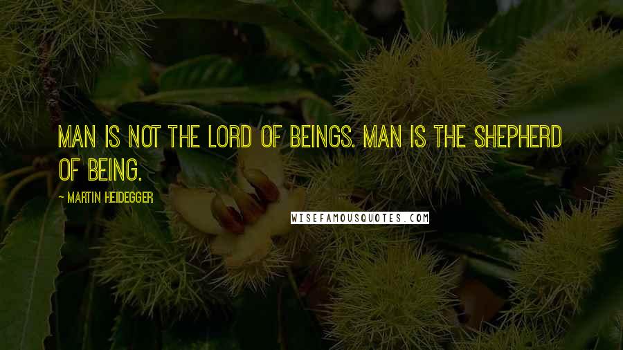 Martin Heidegger Quotes: Man is not the lord of beings. Man is the shepherd of Being.