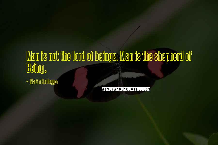 Martin Heidegger Quotes: Man is not the lord of beings. Man is the shepherd of Being.