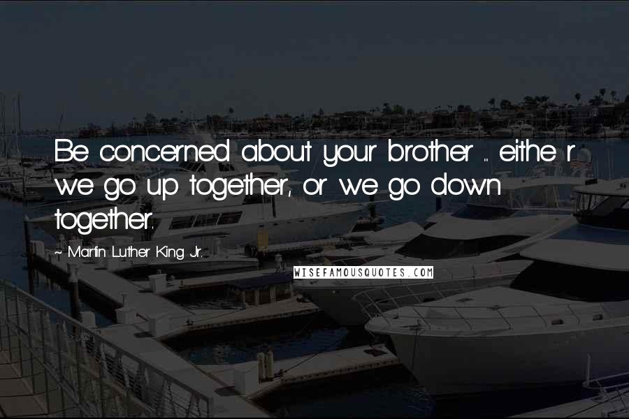 Martin Luther King Jr. Quotes: Be concerned about your brother ... eithe r we go up together, or we go down together.