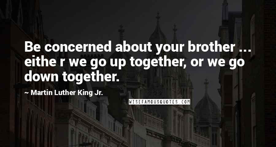 Martin Luther King Jr. Quotes: Be concerned about your brother ... eithe r we go up together, or we go down together.