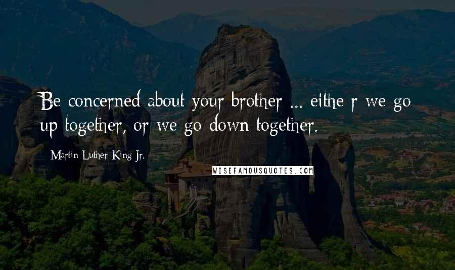 Martin Luther King Jr. Quotes: Be concerned about your brother ... eithe r we go up together, or we go down together.