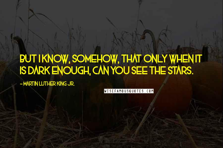 Martin Luther King Jr. Quotes: But I know, somehow, that only when it is dark enough, can you see the stars.