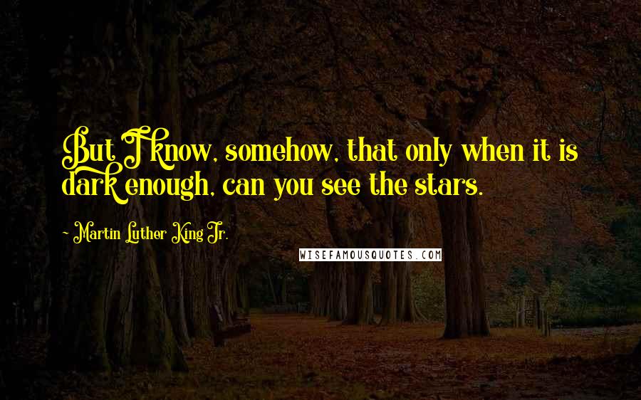 Martin Luther King Jr. Quotes: But I know, somehow, that only when it is dark enough, can you see the stars.